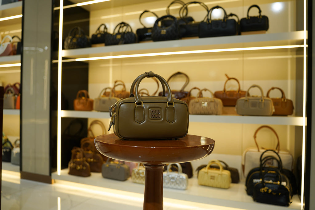 Miu Miu | Arcadie (Medium) – Leather – Olive Green – Gold Hardware