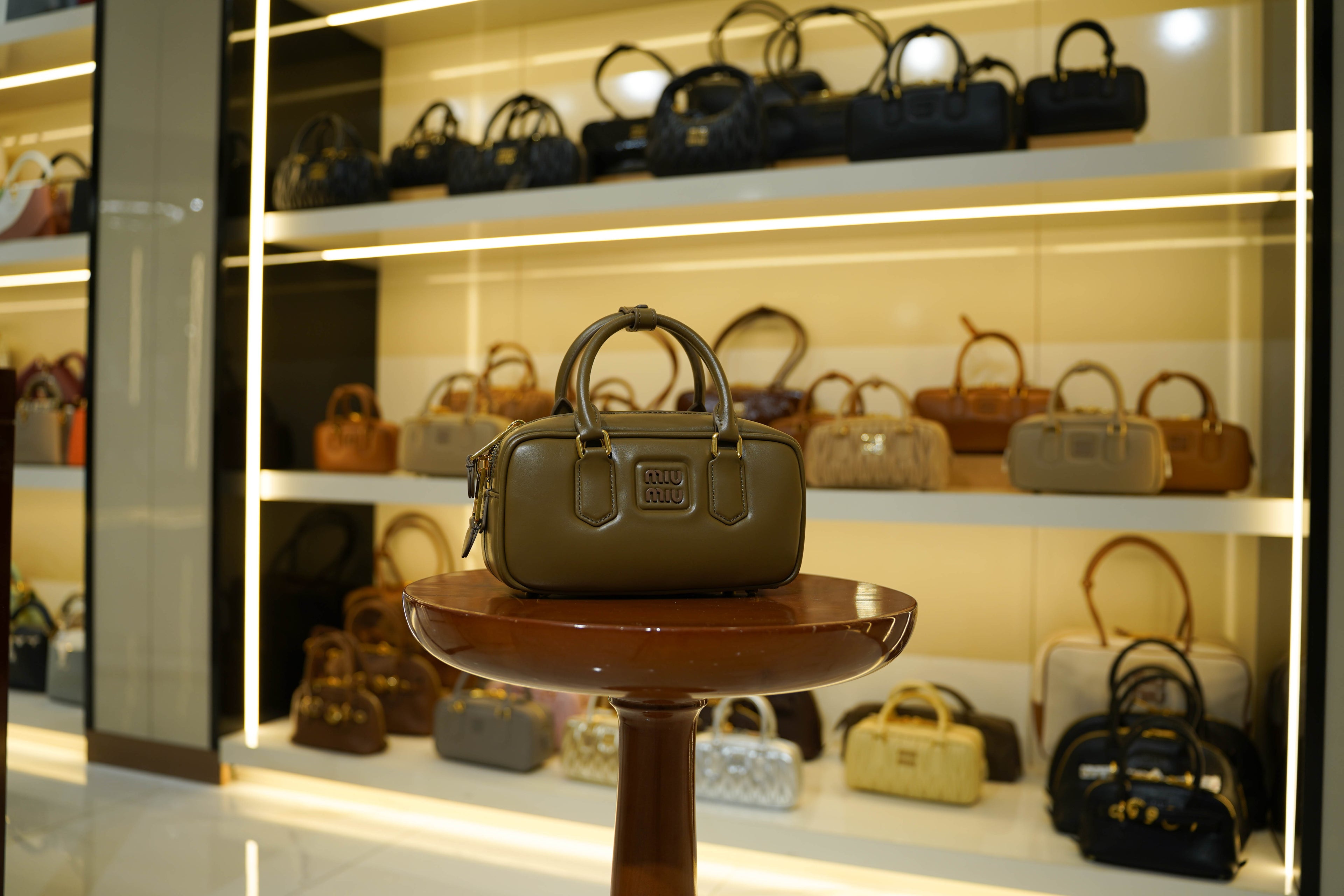 Miu Miu | Arcadie (Medium) – Leather – Olive Green – Gold Hardware