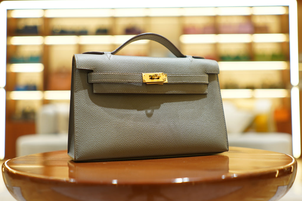 Hermes | Kelly Pochette – Epsom – Grey – Gold Hardware