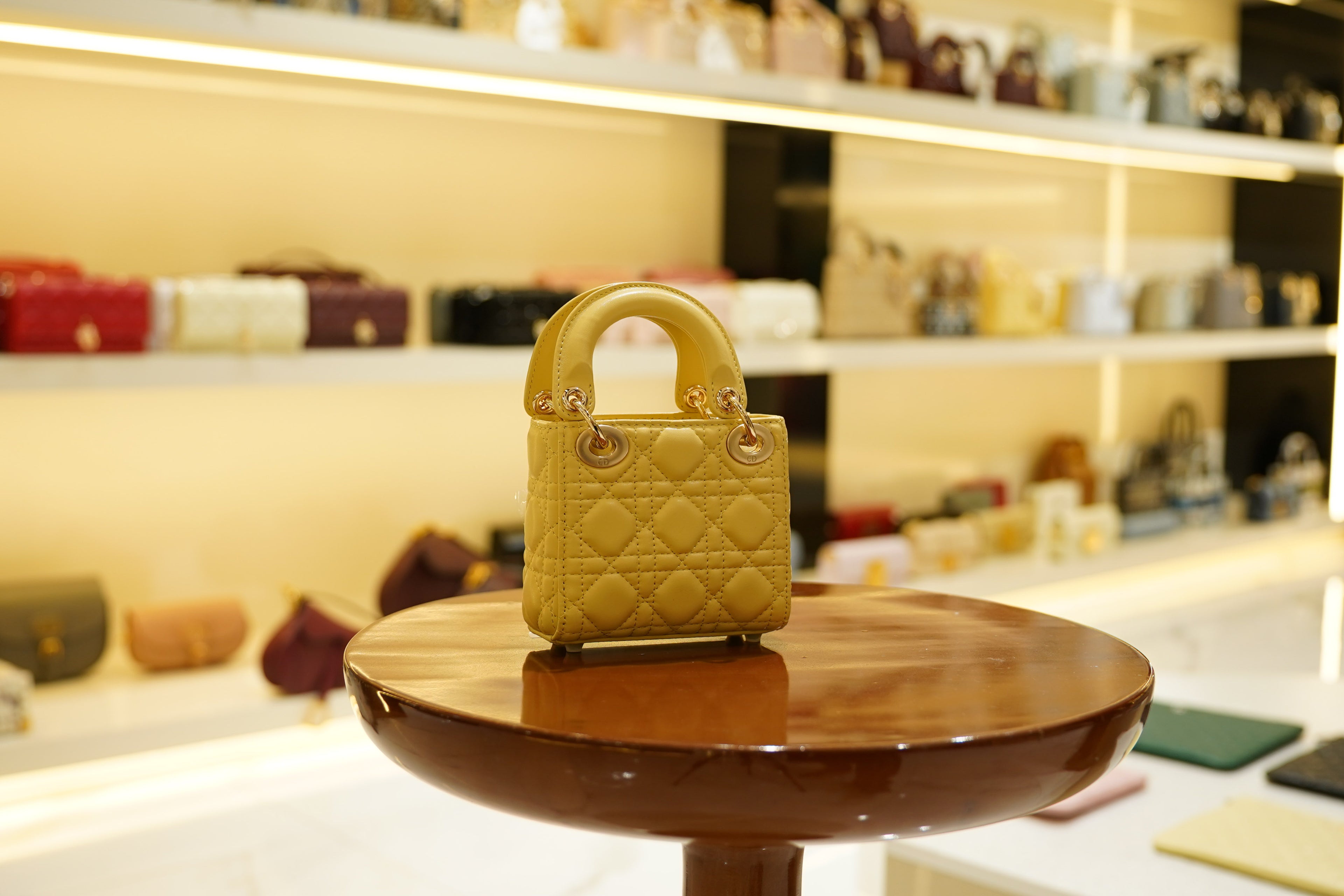 Dior | Lady Dior (Mini) – Lambskin – Yellow – Gold Hardware