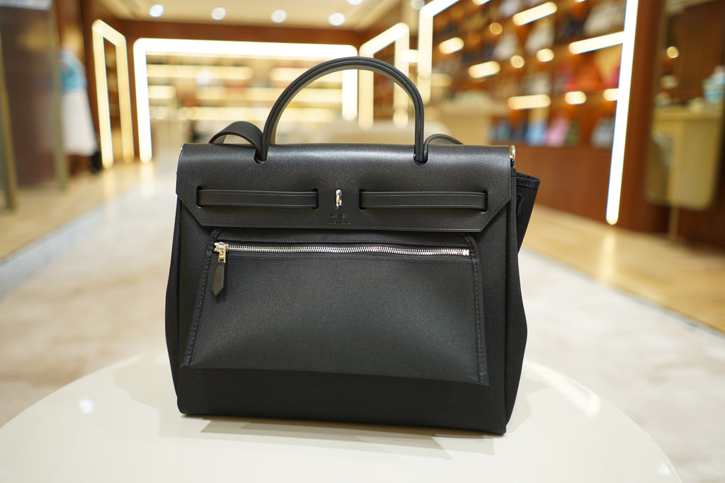 Hermes | Herbag Medium – Canvas – Black – Silver Hardware
