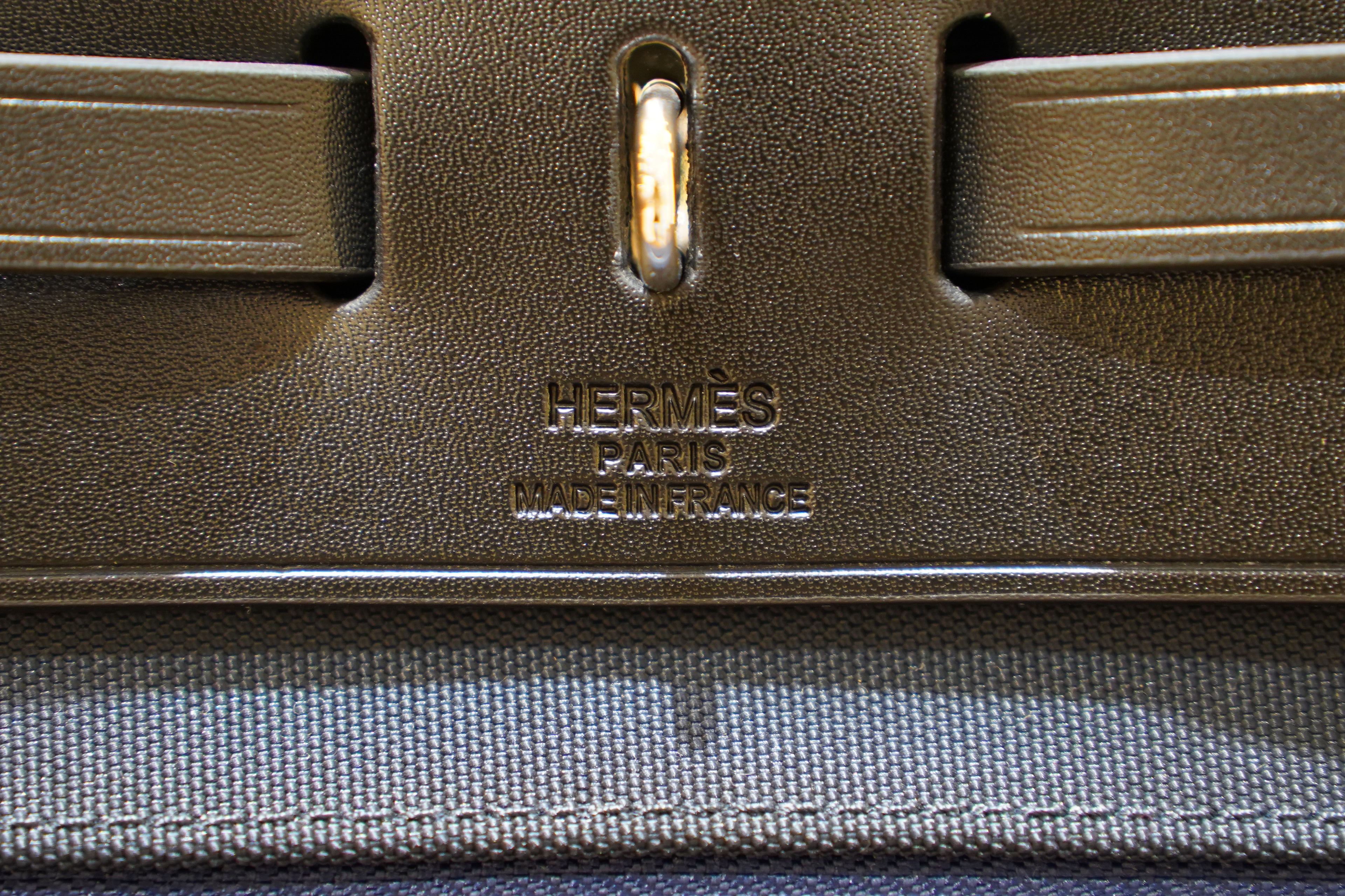 Hermes | Herbag Large – Canvas – Navy – Silver Hardware