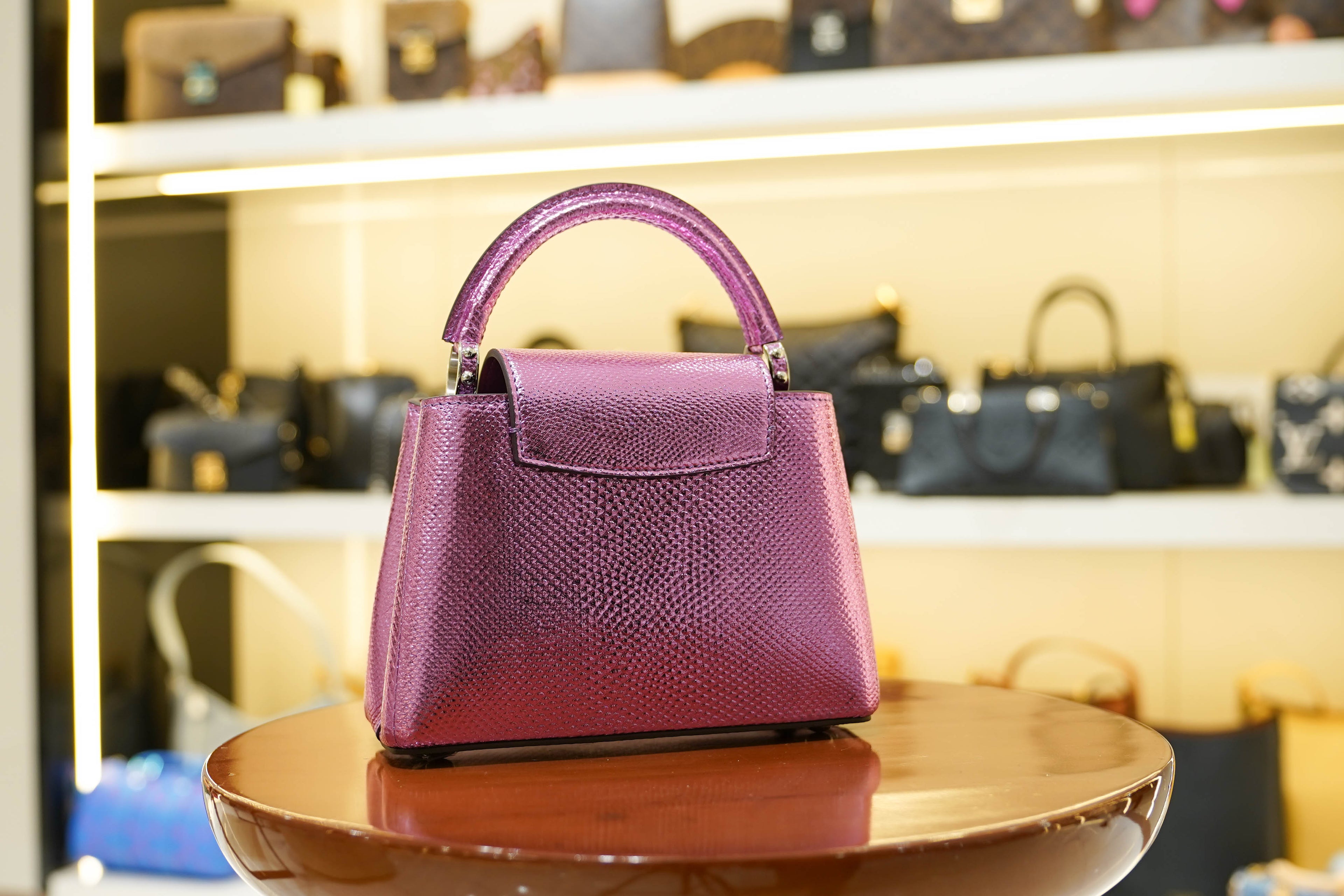 Louis Vuitton | Capucines Medium – Leather – Purple – Silver Hardware