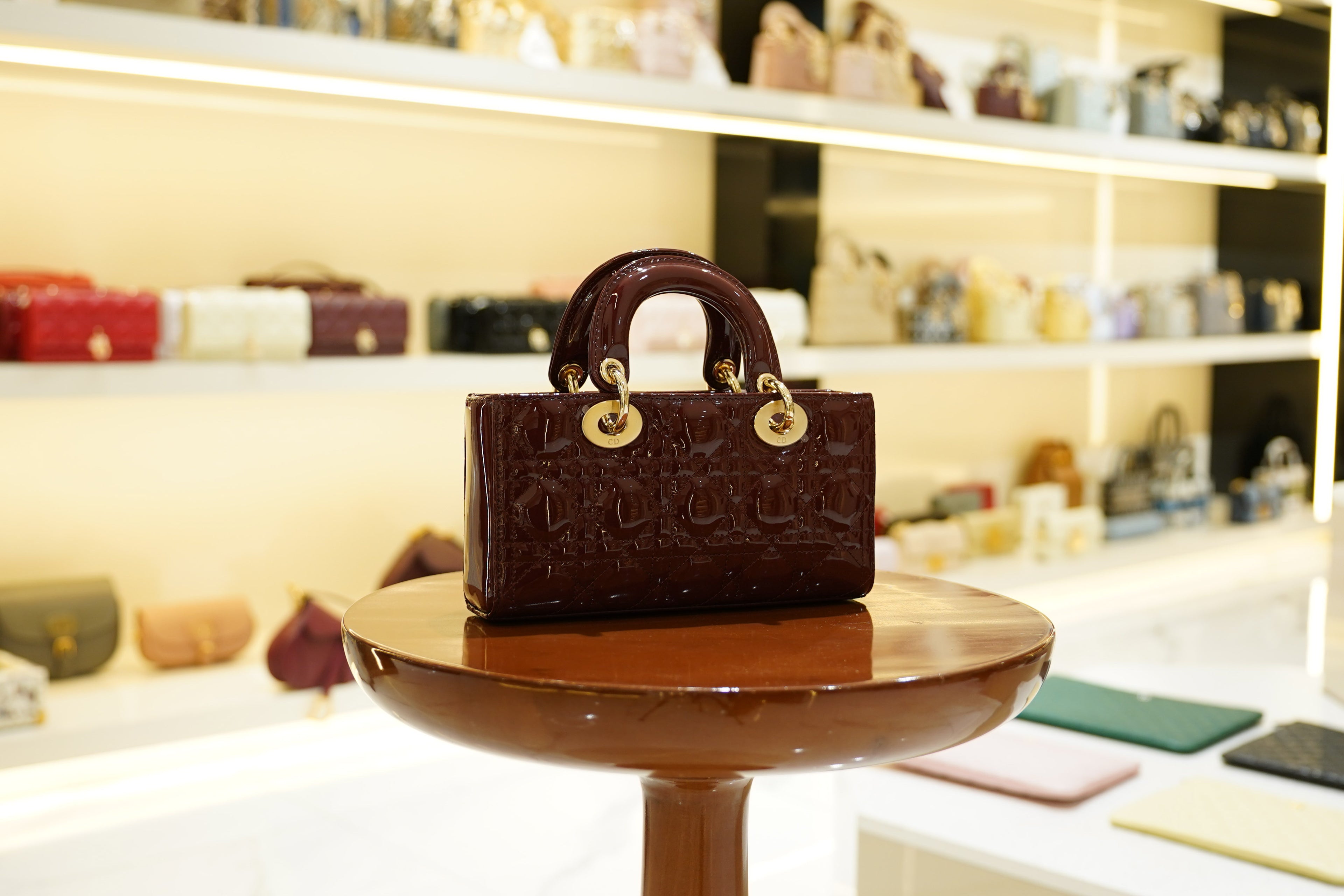 Dior | D-Joy Bag – Patent Leather – Burgundy – Gold Hardware