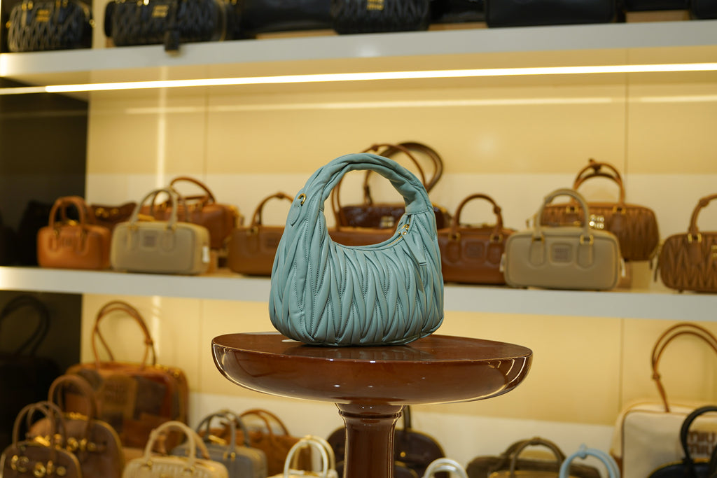 Miu Miu | Wander-Matelasse – Leather – Aqua – Gold Hardware