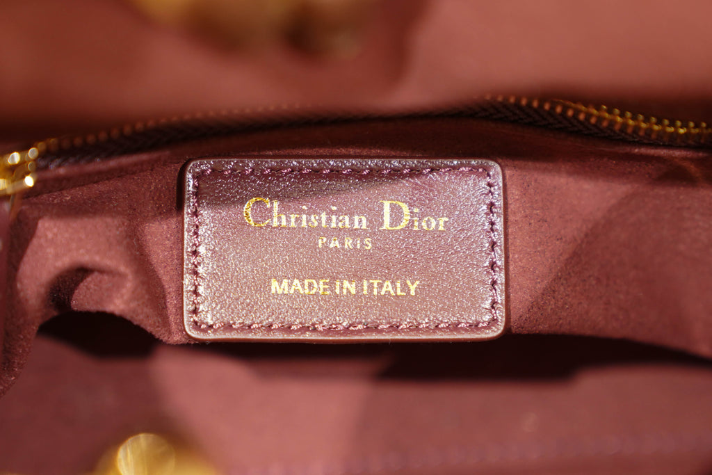 Dior | Lady Dior (Small) – Lambskin – Burgundy – Gold Hardware