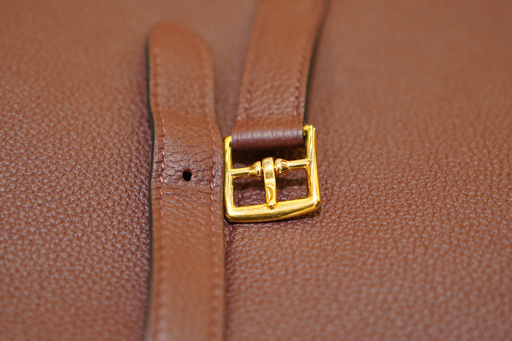 Hermes | Halzan 25 – Leather – Burgundy – Gold Hardware