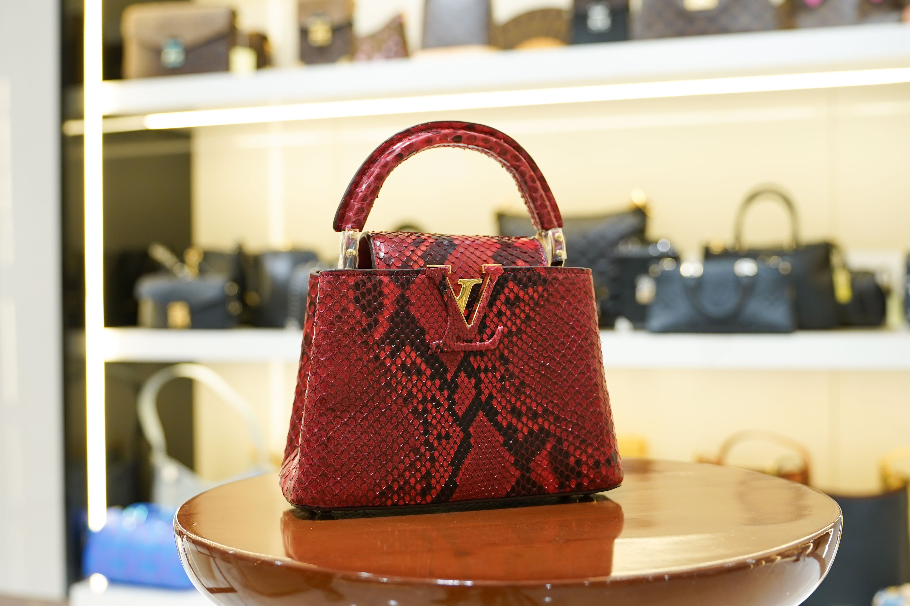 Louis Vuitton | Capucines Medium – Python – Red – Gold Hardware
