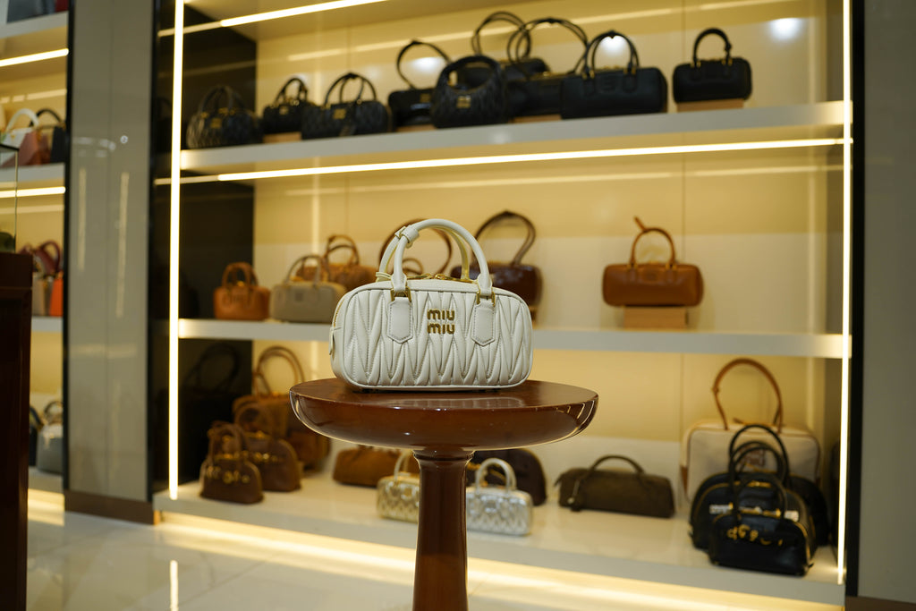 Miu Miu | Arcadie (Medium) – Matelassé – Ivory – Gold Hardware