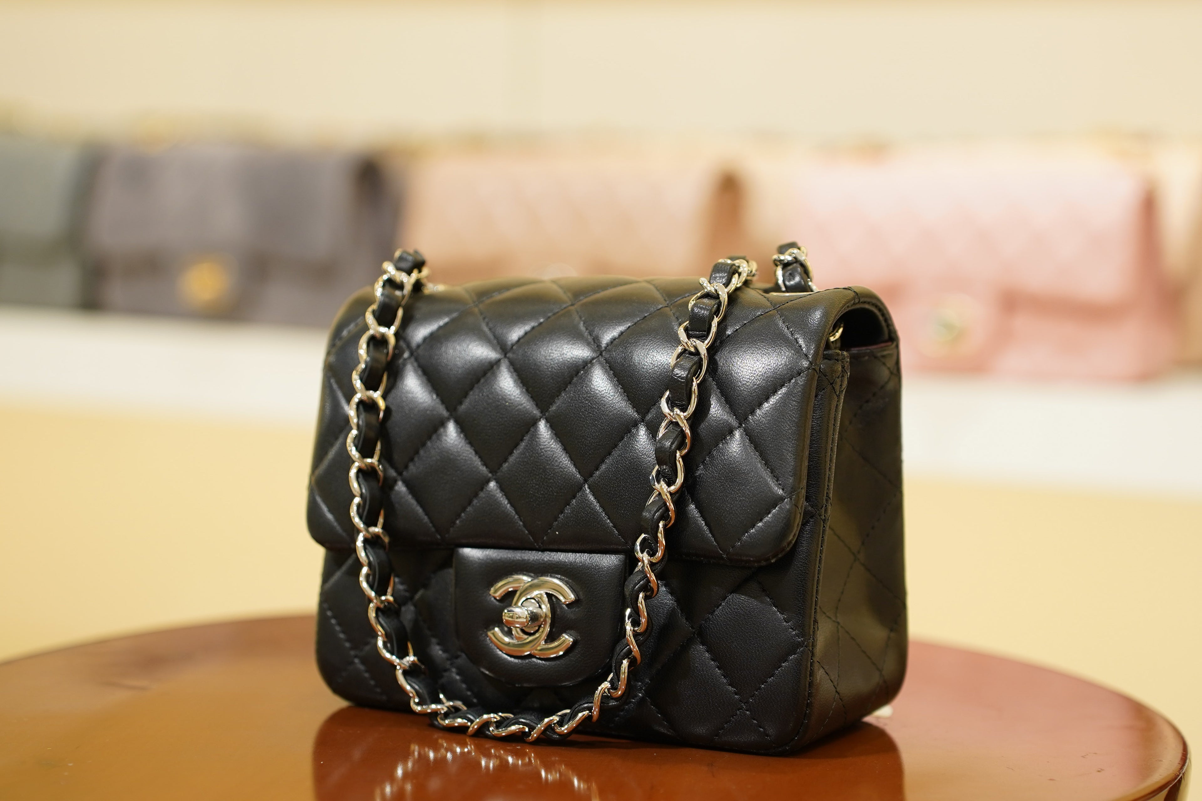 Chanel | Square Mini Flap Bag – Leather – Black – Silver Hardware