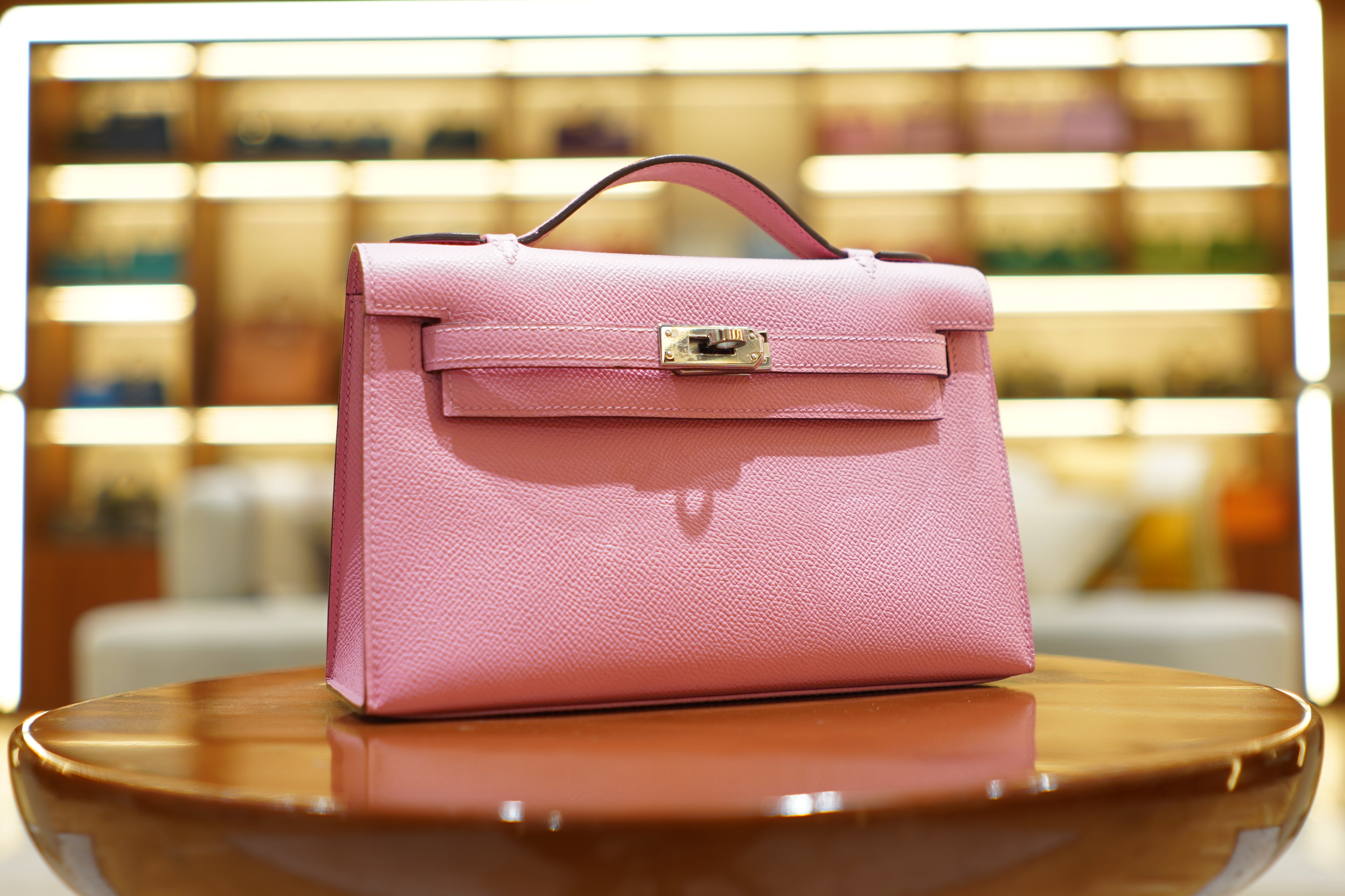 Hermes | Kelly Pochette – Epsom Leather – Pink – Gold Hardware
