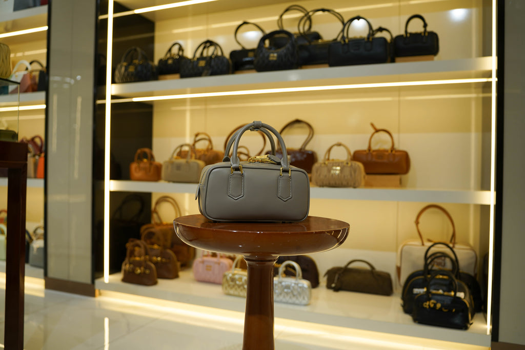 Miu Miu | Arcadie (Medium) – Leather – Grey – Gold Hardware