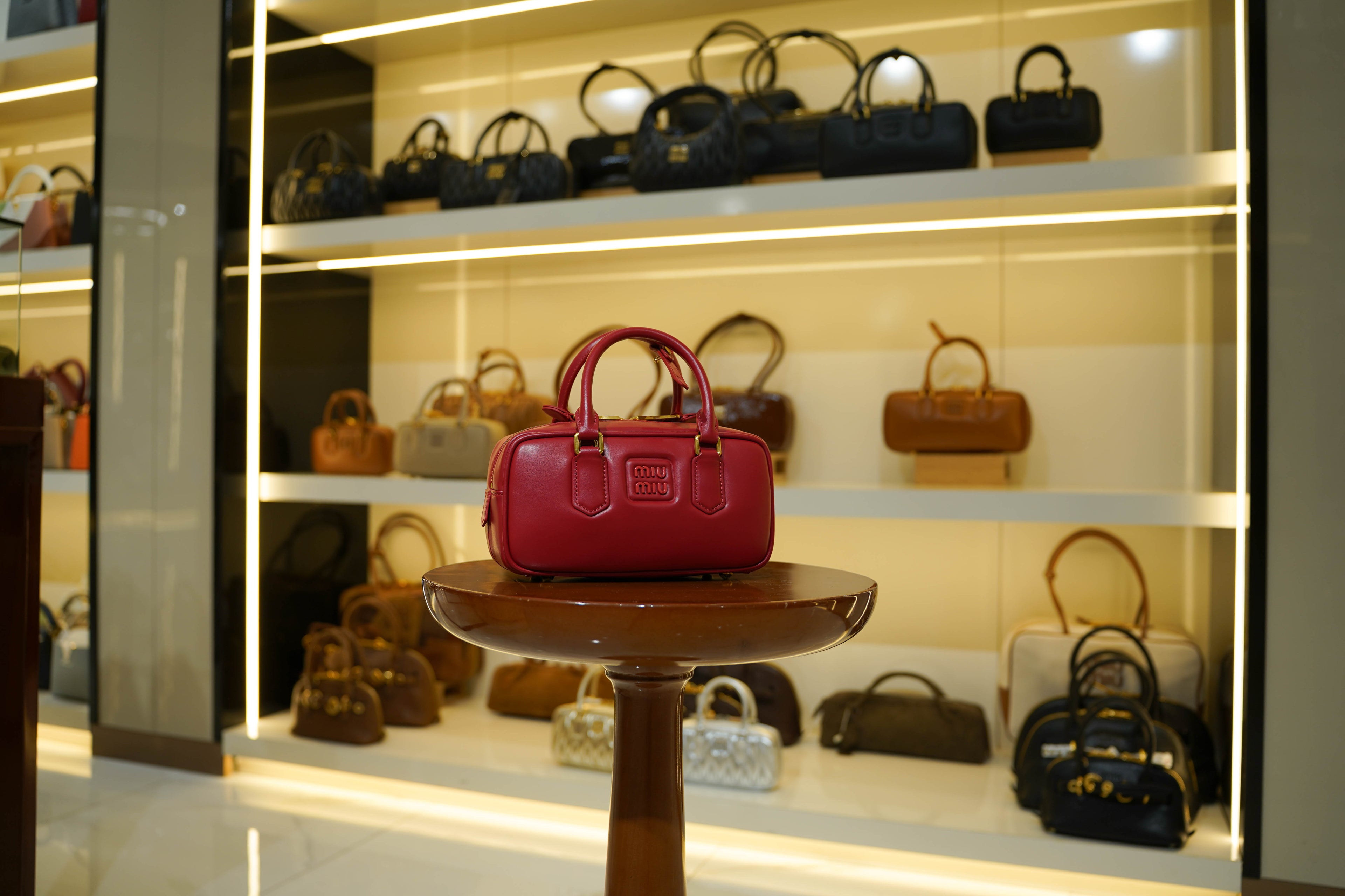 Miu Miu | Arcadie (Medium) – Leather – Red – Gold Hardware