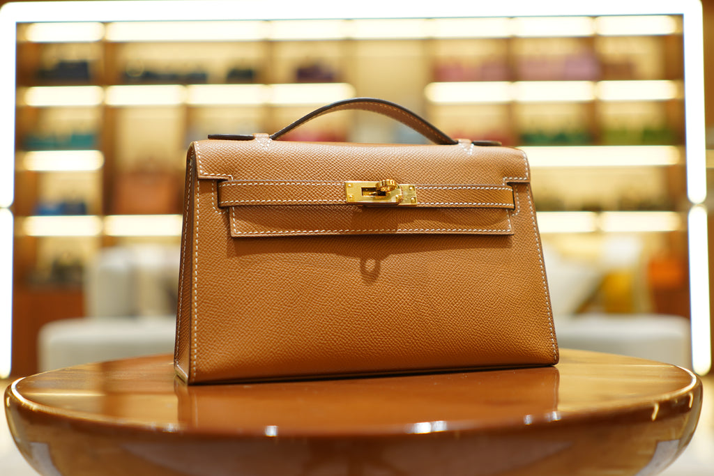 Hermes | Kelly Pochette – Epsom – Tan – Goldbeschläge