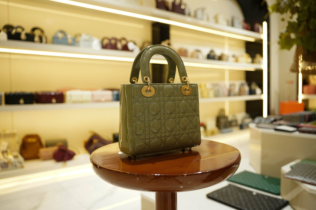 Dior | Lady Dior – Patent Leather – Olive Green – Gold Hardware