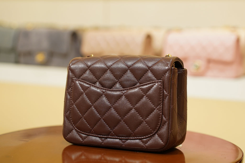 Chanel | Square Mini Flap Bag – Leather – Brown – Gold Hardware
