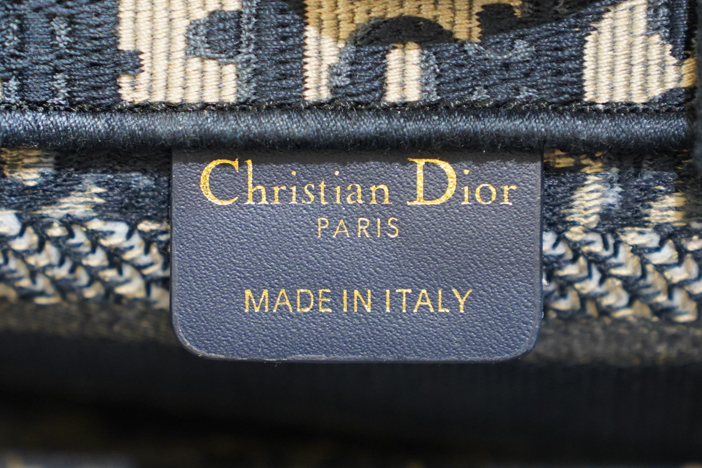 Dior | Book Tote – Canvas – Navy Blue – Gold Hardware