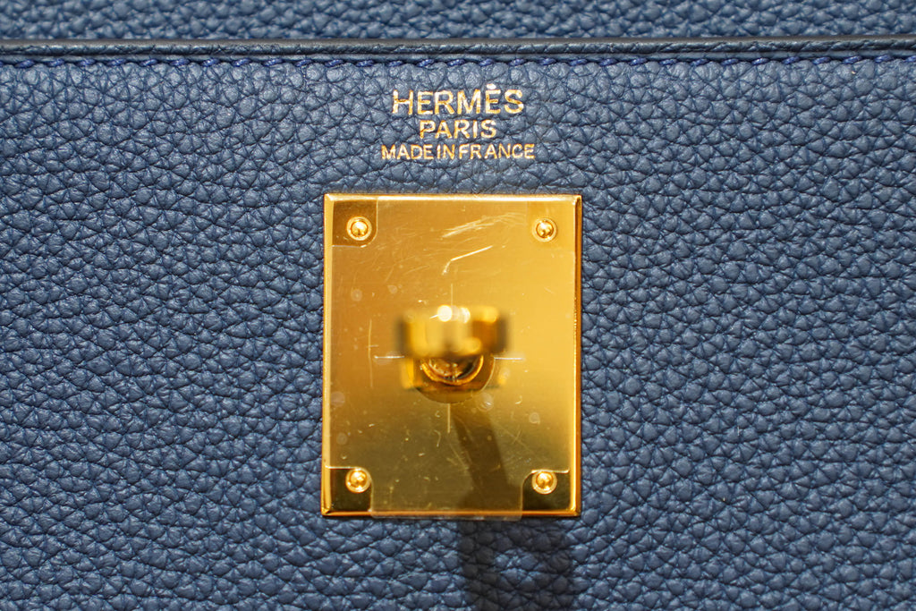Hermes | Kelly 28 – Togo – Blau – Goldene Hardware