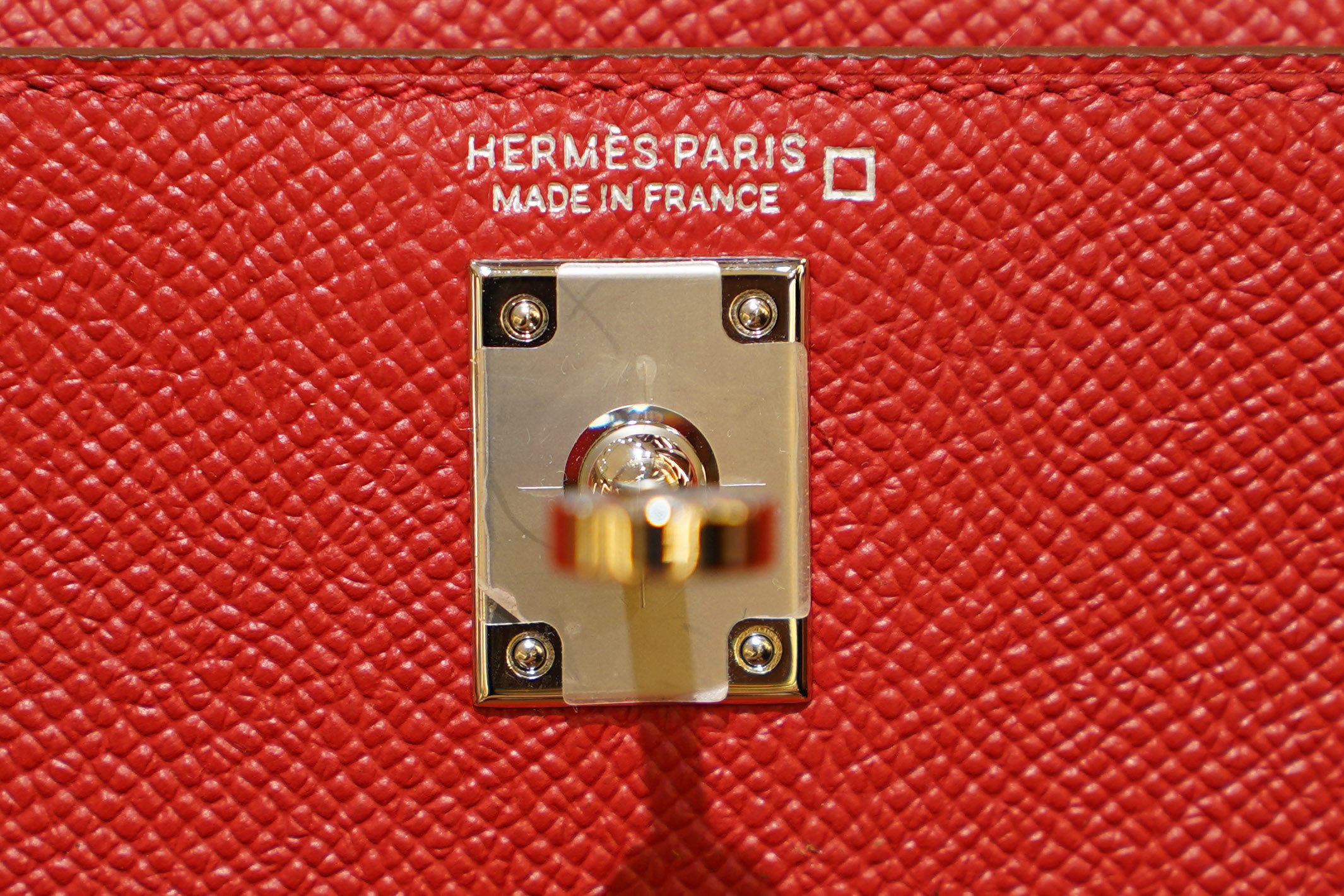 Hermes | Mini Kelly – Epsom Croco Touch – Rouge Casaque – Palladium Hardware