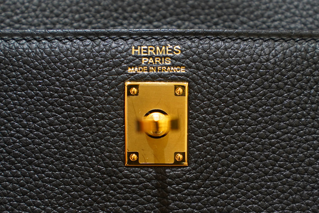 Hermes | Kelly 28 – Того – Черный – Золотая фурнитура