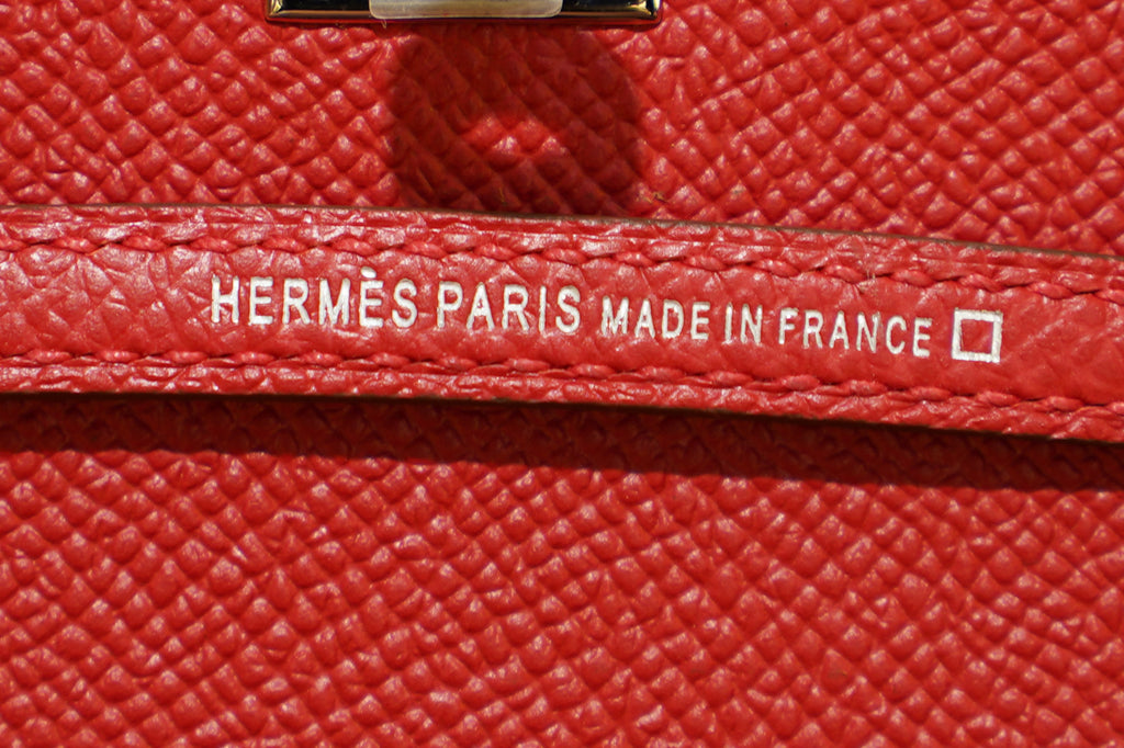 Hermes | Mini Kelly – Epsom Croco Touch – Rouge Casaque – Palladium Hardware