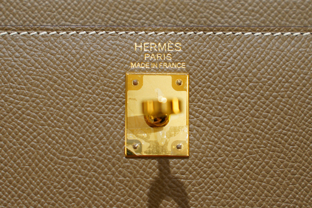 Hermes | Kelly 28 – Togo – Grau – Goldene Hardware