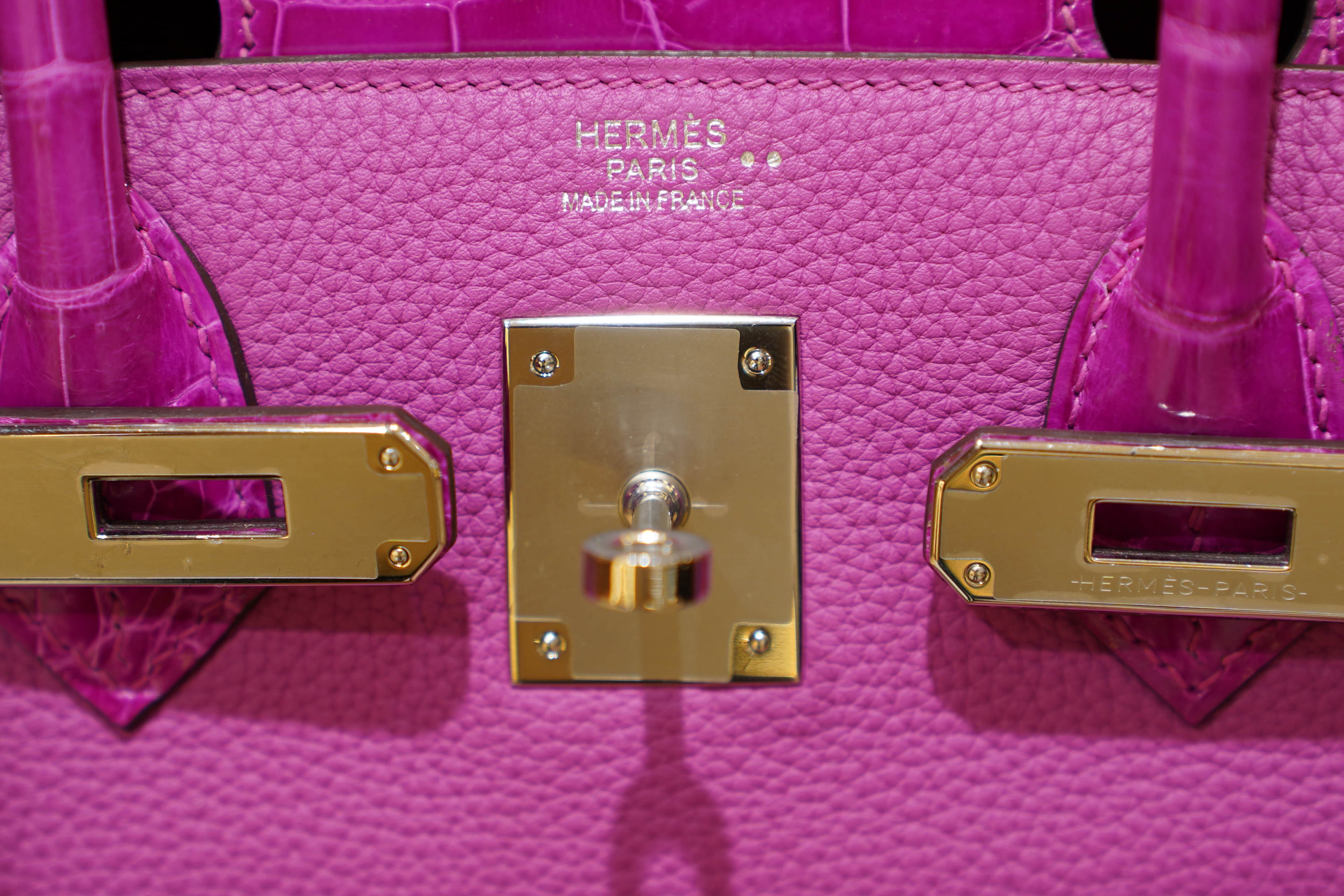 Hermes | Birkin 30 – Shiny Niloticus Crocodile & Togo Leather – Pink – Palladium Hardware