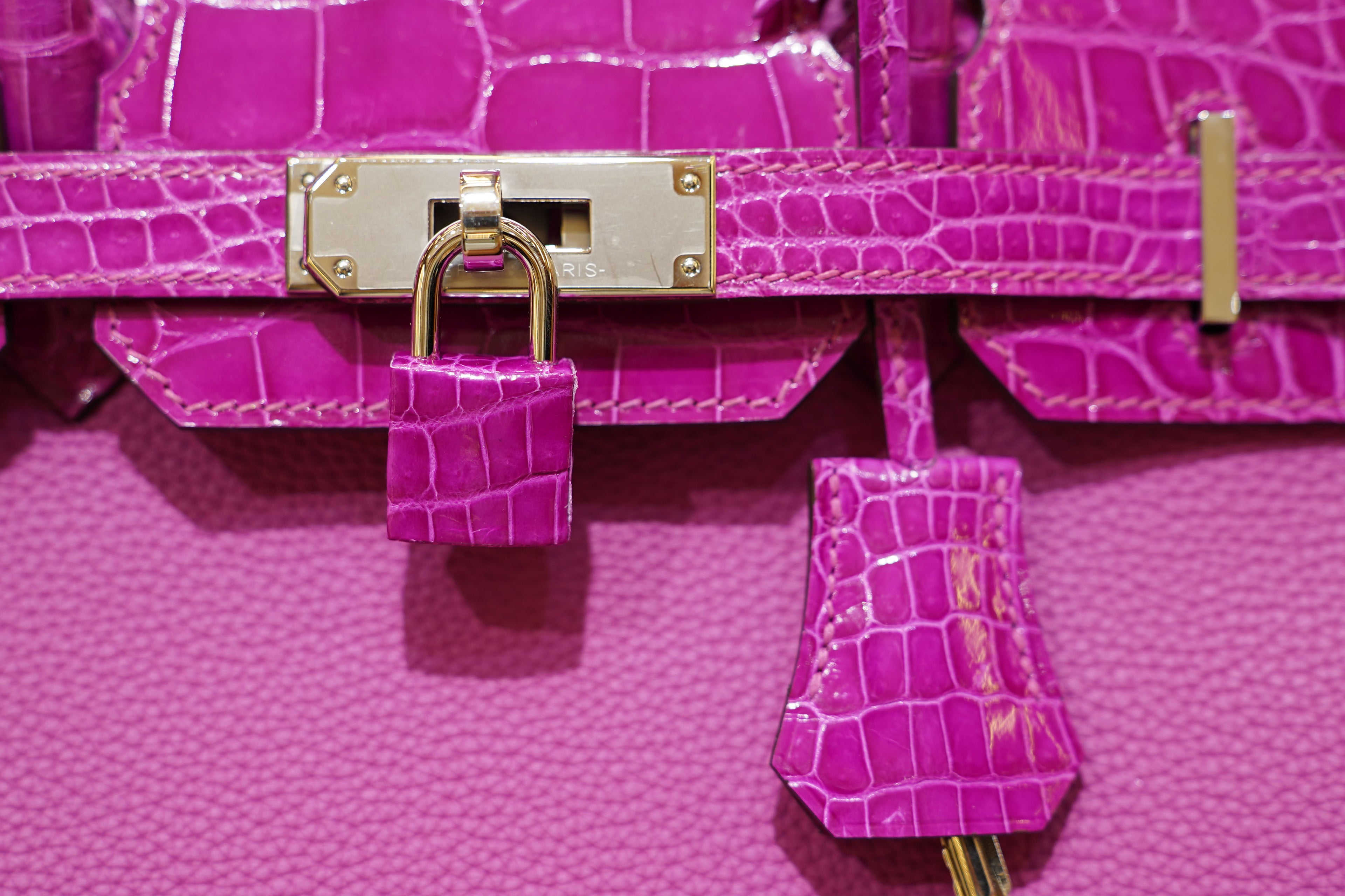 Hermes | Birkin 30 – Shiny Niloticus Crocodile & Togo Leather – Pink – Palladium Hardware