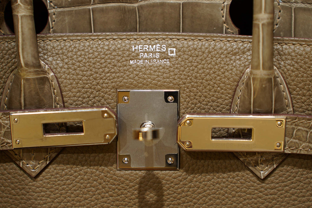 Hermes | Birkin 30 – Touch – Togo & Niloticus Crocodile – Taupe – Palladium Hardware