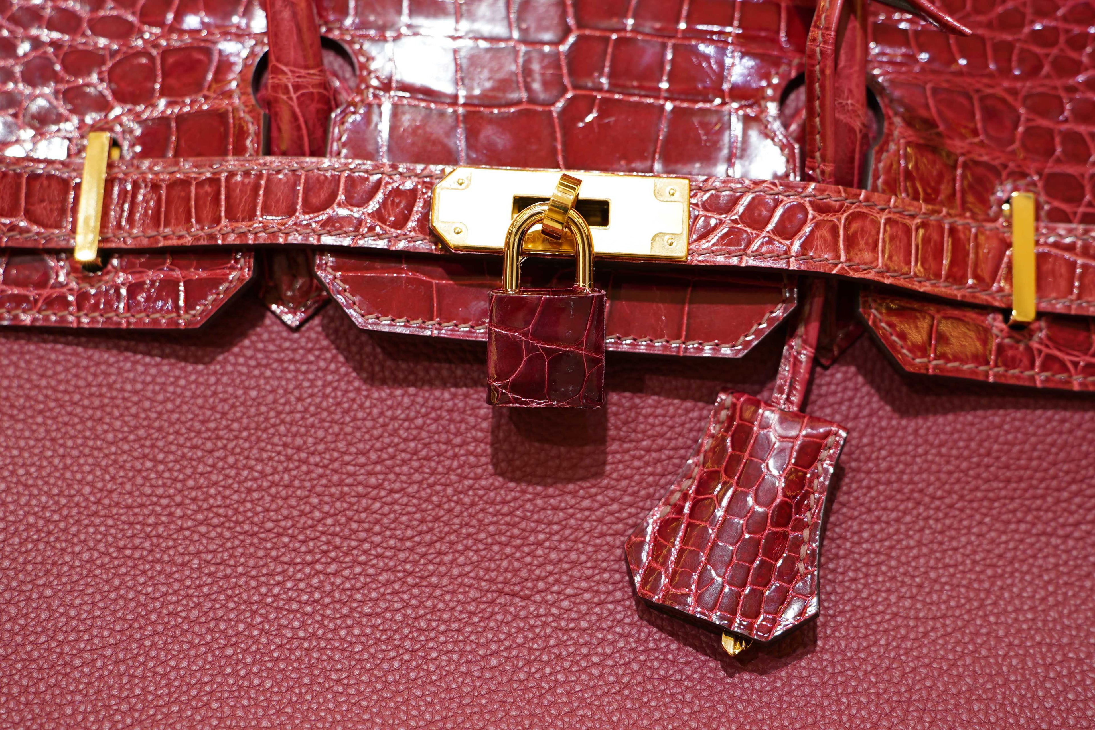 Hermes | Birkin 30 – Togo & Niloticus Crocodile – Rose – Gold Hardware