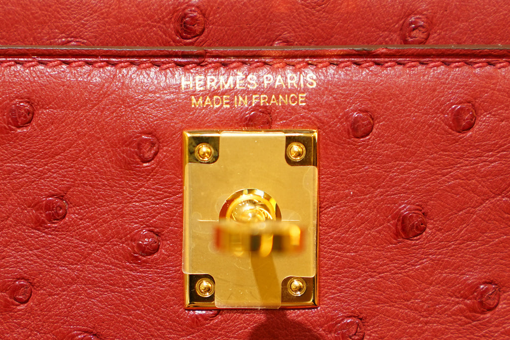 Hermes | Mini Kelly – Ostrich – Rouge Casaque – Gold Hardware