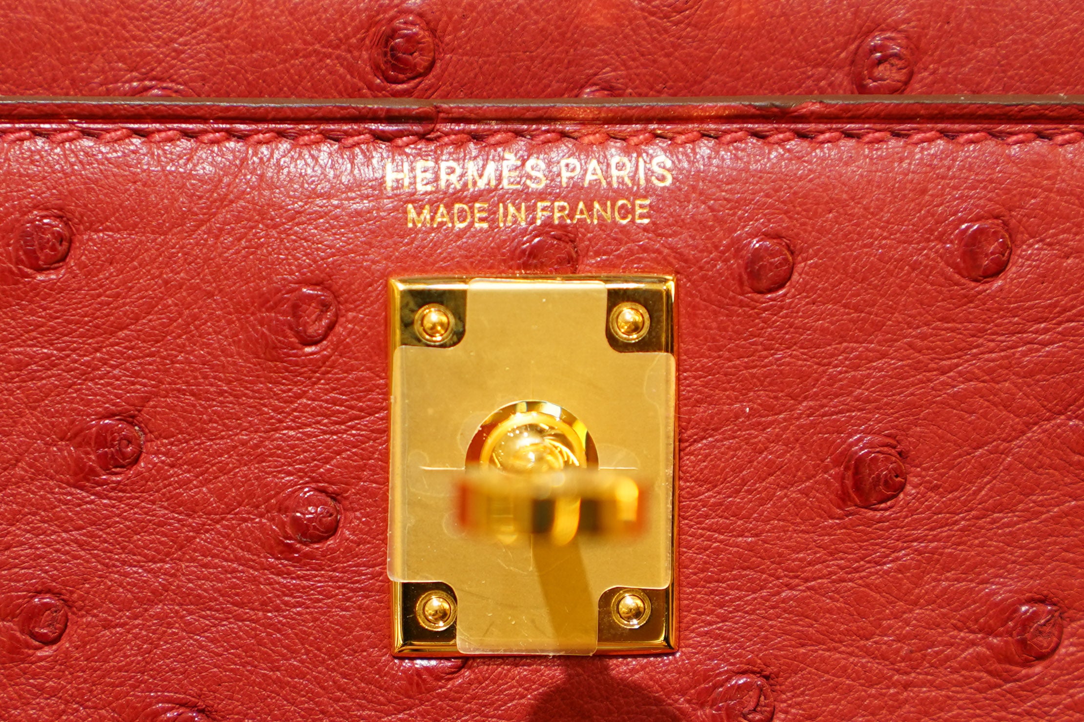 Hermes | Mini Kelly – Ostrich – Rouge Casaque – Gold Hardware