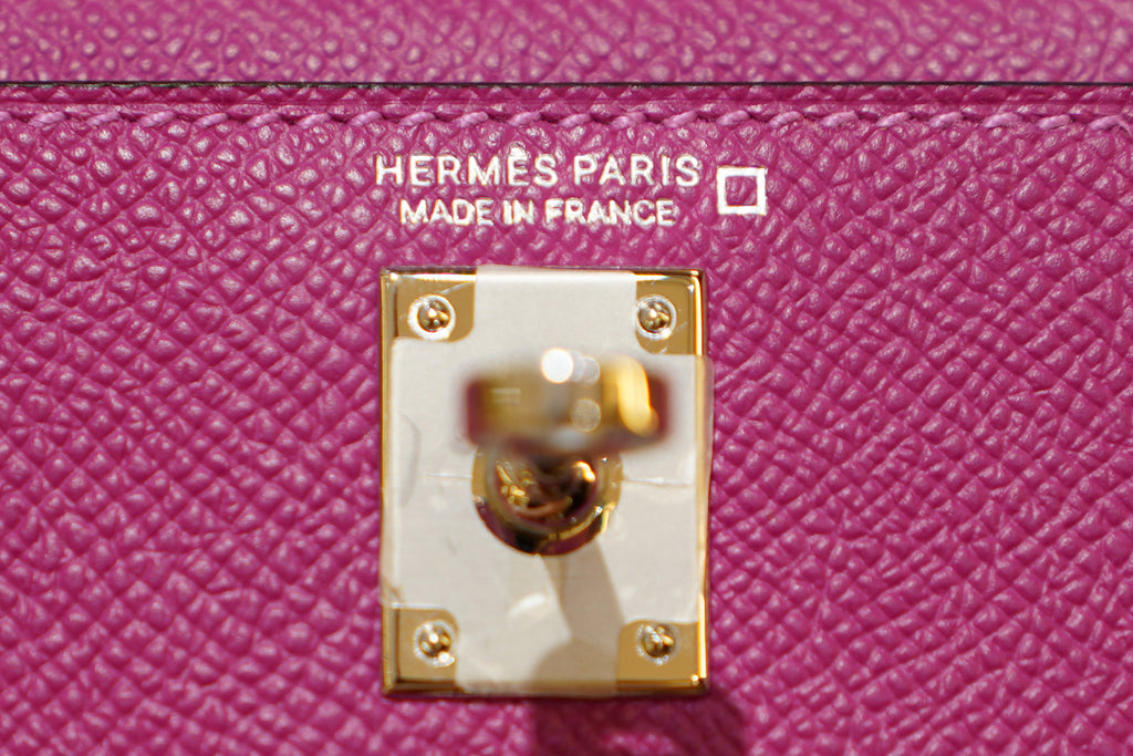 Hermes | Mini Kelly – Epsom Croco Touch – Pink – Palladium Hardware