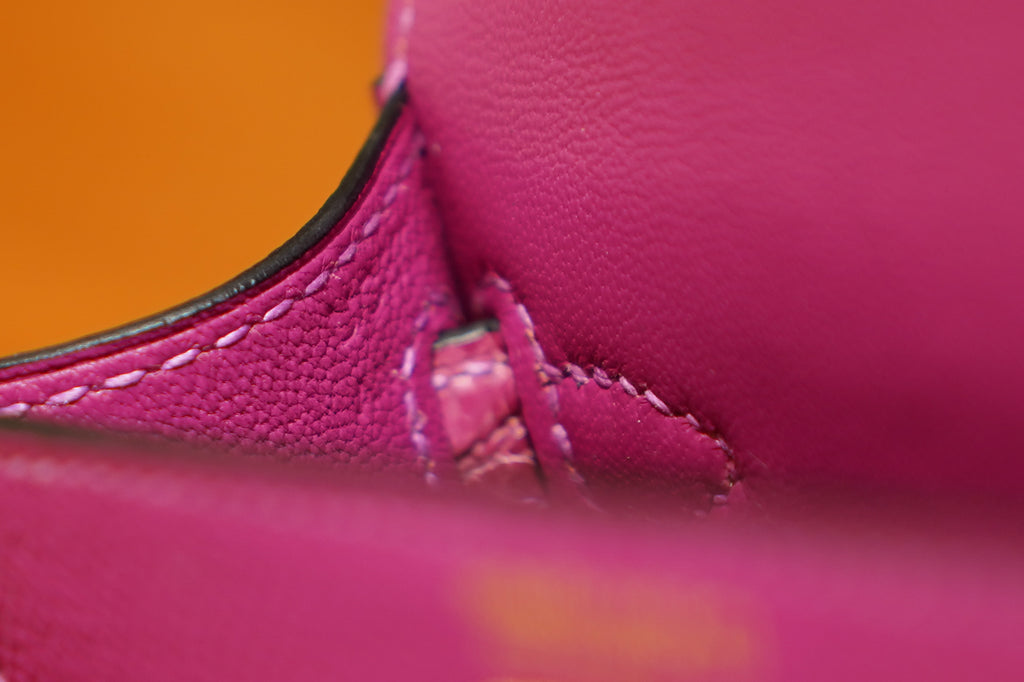 Hermes | Mini Kelly – Epsom Croco Touch – Pink – Palladium Hardware