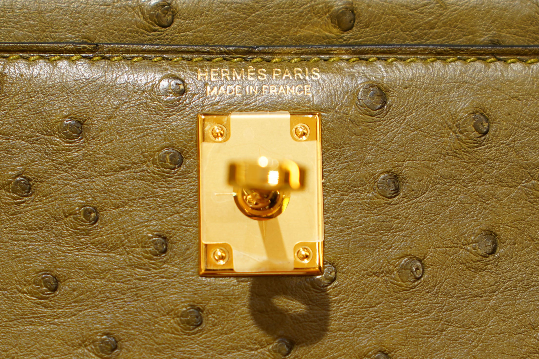Hermes | Mini Kelly – Ostrich – Khaki Green - Gold Hardware