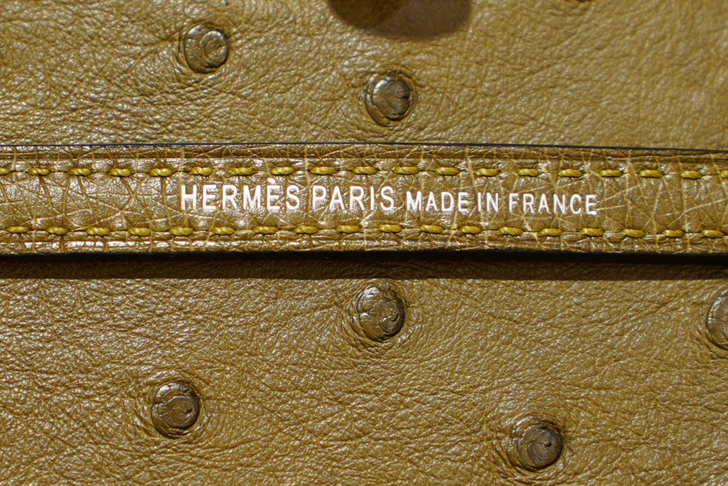 Hermes | Mini Kelly – Ostrich – Khaki Green – Palladium Hardware